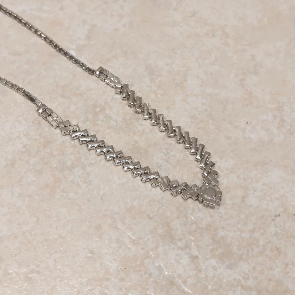 4 for $50 Fashion Jewelry Tennis Necklace Princess Silver Clear Stones 15" Long - Picture 6 of 6